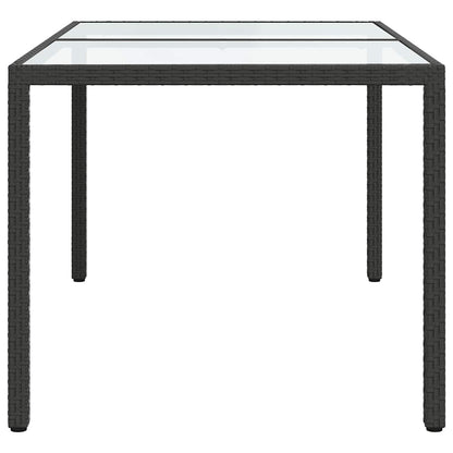 Zahradní Stůl 150 X 90 X 75 Cm Tvrzené Sklo A Polyratan Černý
