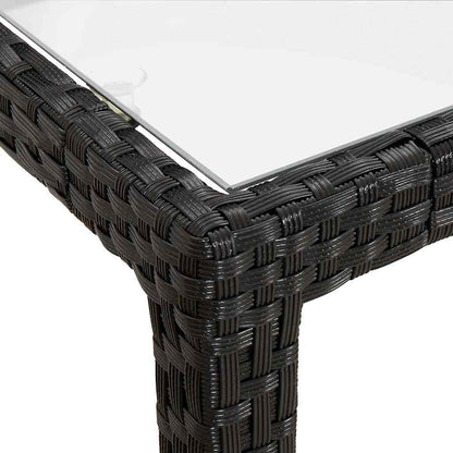 Zahradní Stůl 150 X 90 X 75 Cm Tvrzené Sklo A Polyratan Černý