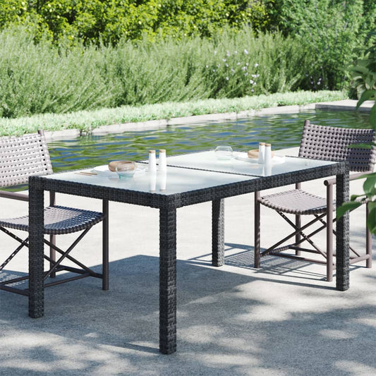 Zahradní Stůl 150 X 90 X 75 Cm Tvrzené Sklo A Polyratan Černý