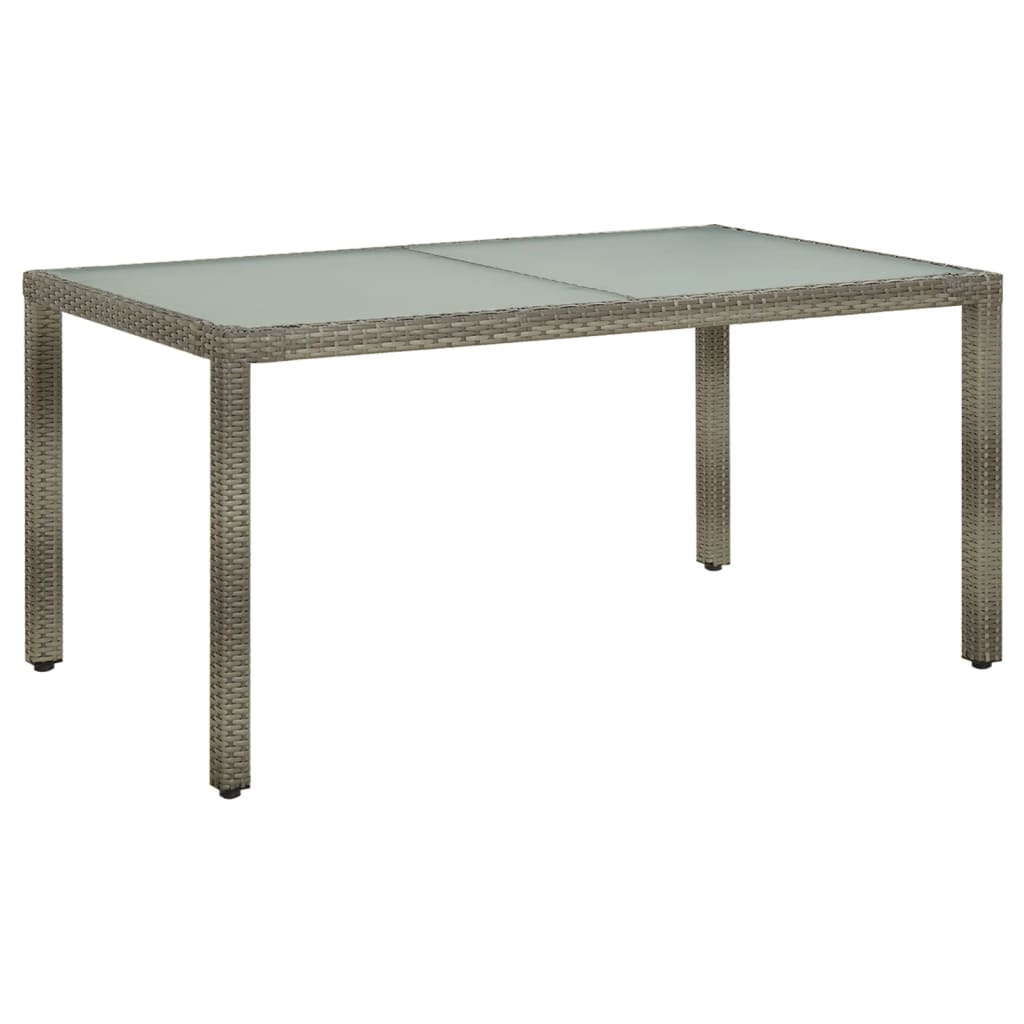 Zahradní Stůl 150 X 90 X 75 Cm Tvrzené Sklo A Polyratan Šedý