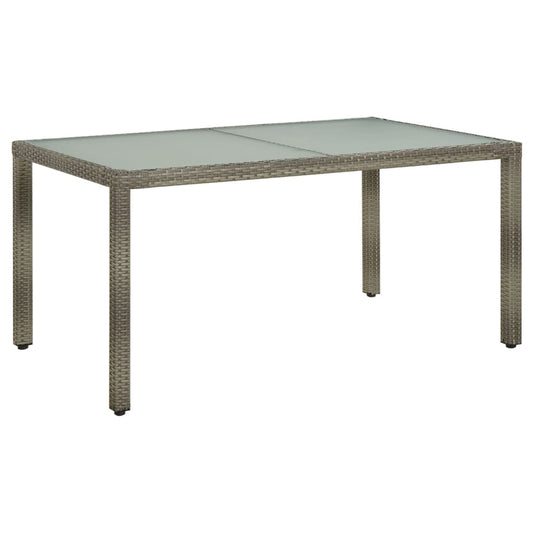 Zahradní Stůl 150 X 90 X 75 Cm Tvrzené Sklo A Polyratan Šedý