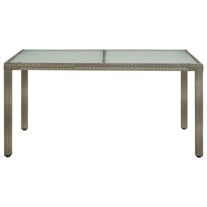 Zahradní Stůl 150 X 90 X 75 Cm Tvrzené Sklo A Polyratan Šedý