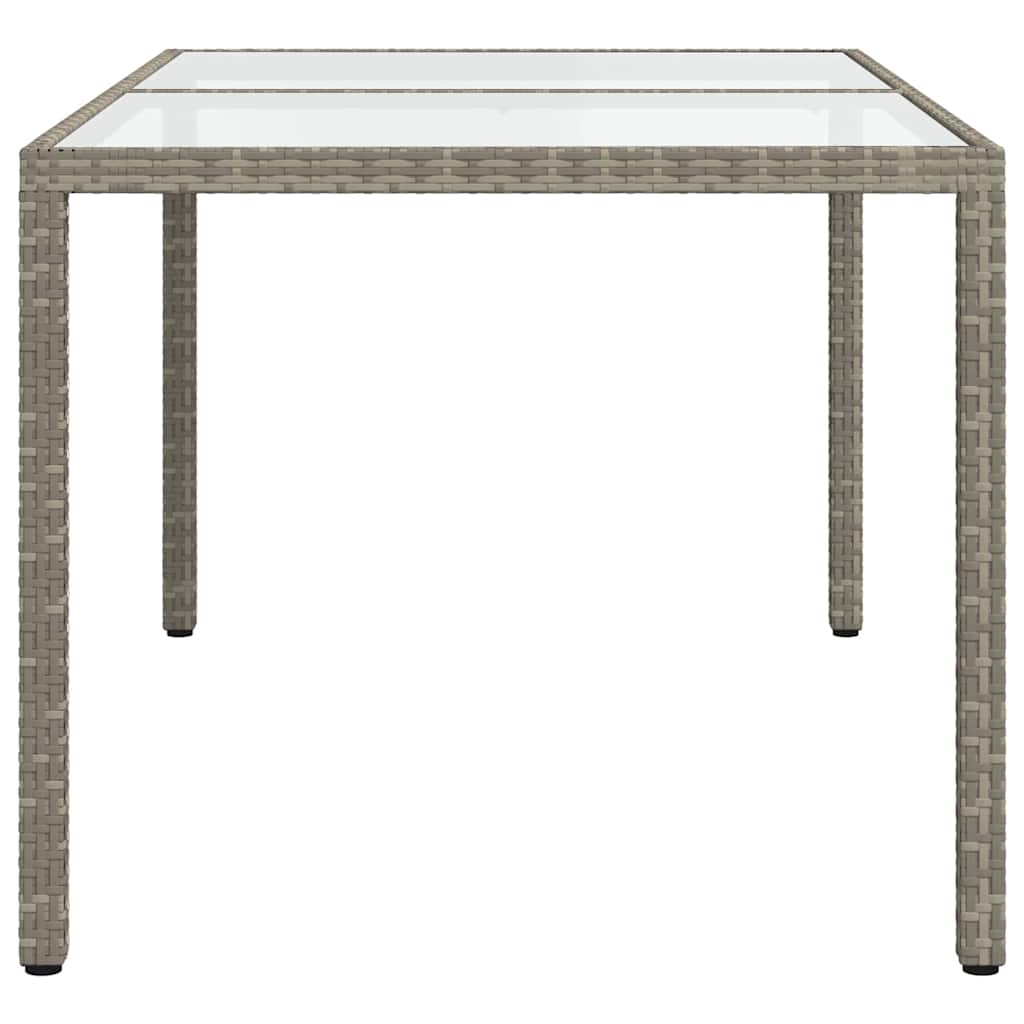 Zahradní Stůl 150 X 90 X 75 Cm Tvrzené Sklo A Polyratan Šedý