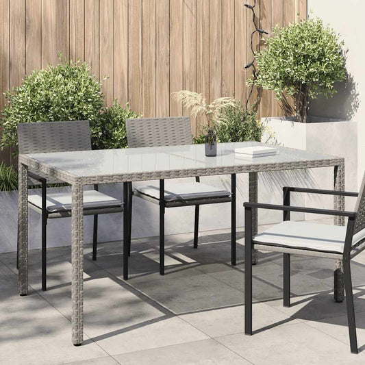 Zahradní Stůl 150 X 90 X 75 Cm Tvrzené Sklo A Polyratan Šedý