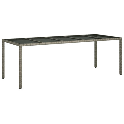 Zahradní Stůl Šedý 250 X 100 X 75 Cm Tvrzené Sklo A Polyratan