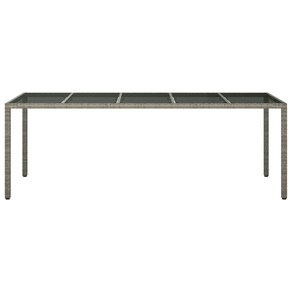 Zahradní Stůl Šedý 250 X 100 X 75 Cm Tvrzené Sklo A Polyratan