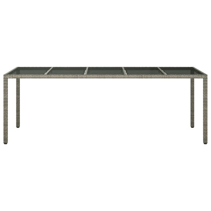 Zahradní Stůl Šedý 250 X 100 X 75 Cm Tvrzené Sklo A Polyratan