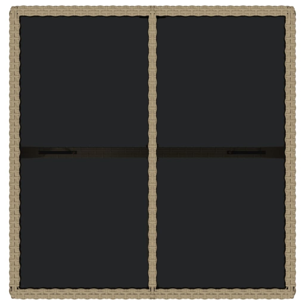 Zahradní Stůl Béžový 109 X 107 X 74 Cm Polyratan A Sklo