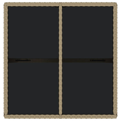 Zahradní Stůl Béžový 109 X 107 X 74 Cm Polyratan A Sklo