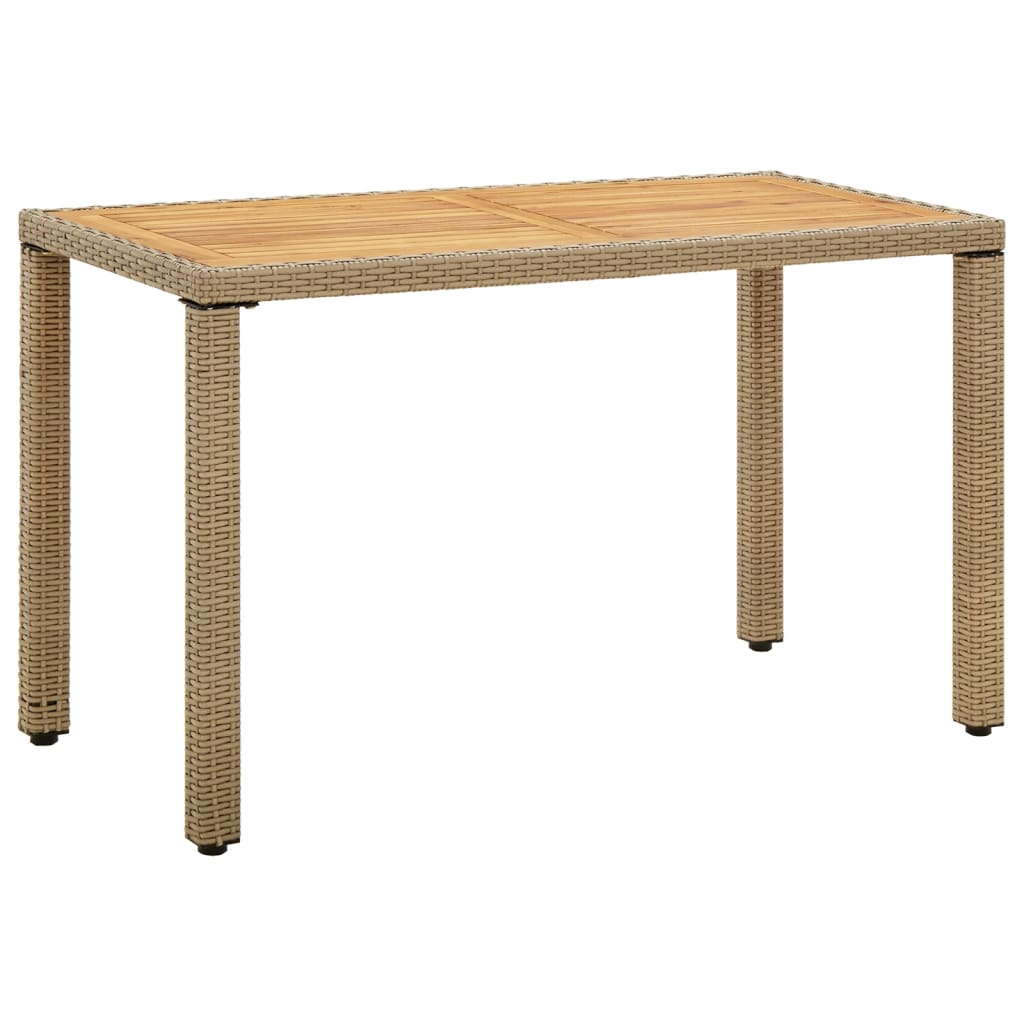 Zahradní Stůl Béžový 123X60X74 Cm Polyratan A Masivní Akácie