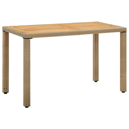 Zahradní Stůl Béžový 123X60X74 Cm Polyratan A Masivní Akácie
