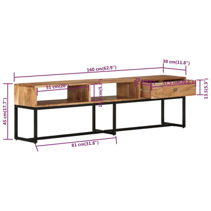 Tv Skříňka 160 X 30 X 45 Cm Masivní Akáciové Dřevo