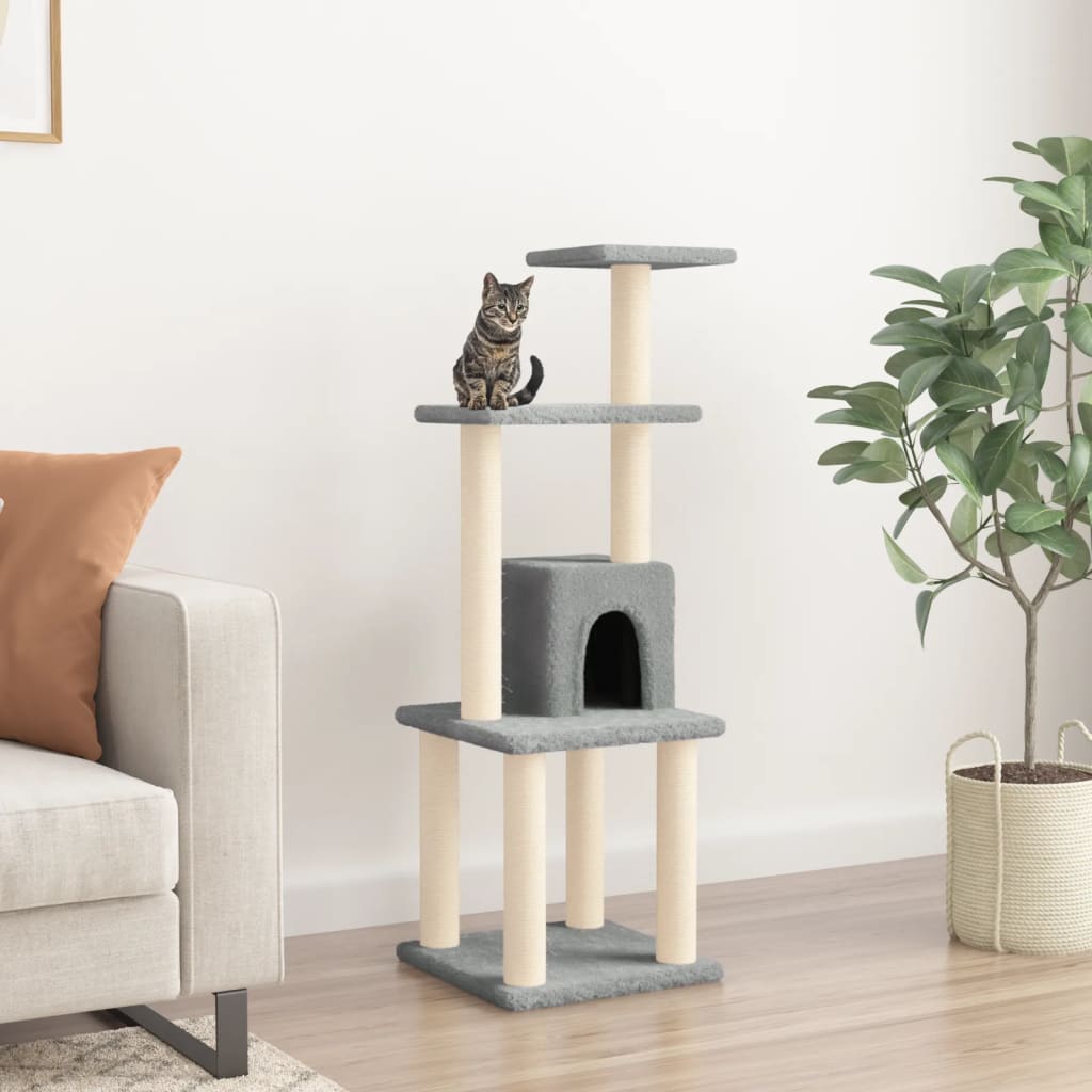 Škrabadlo Pro Kočky Se Sisalovými Sloupky Krémové 105 Cm