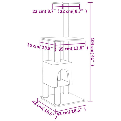 Škrabadlo Pro Kočky Se Sisalovými Sloupky Krémové 104 Cm