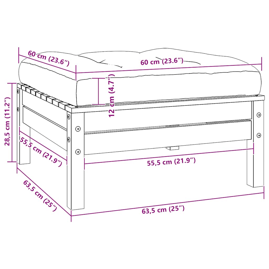 Zahradní Stolička A Antracitová Poduška Šedá Masivní Borovice