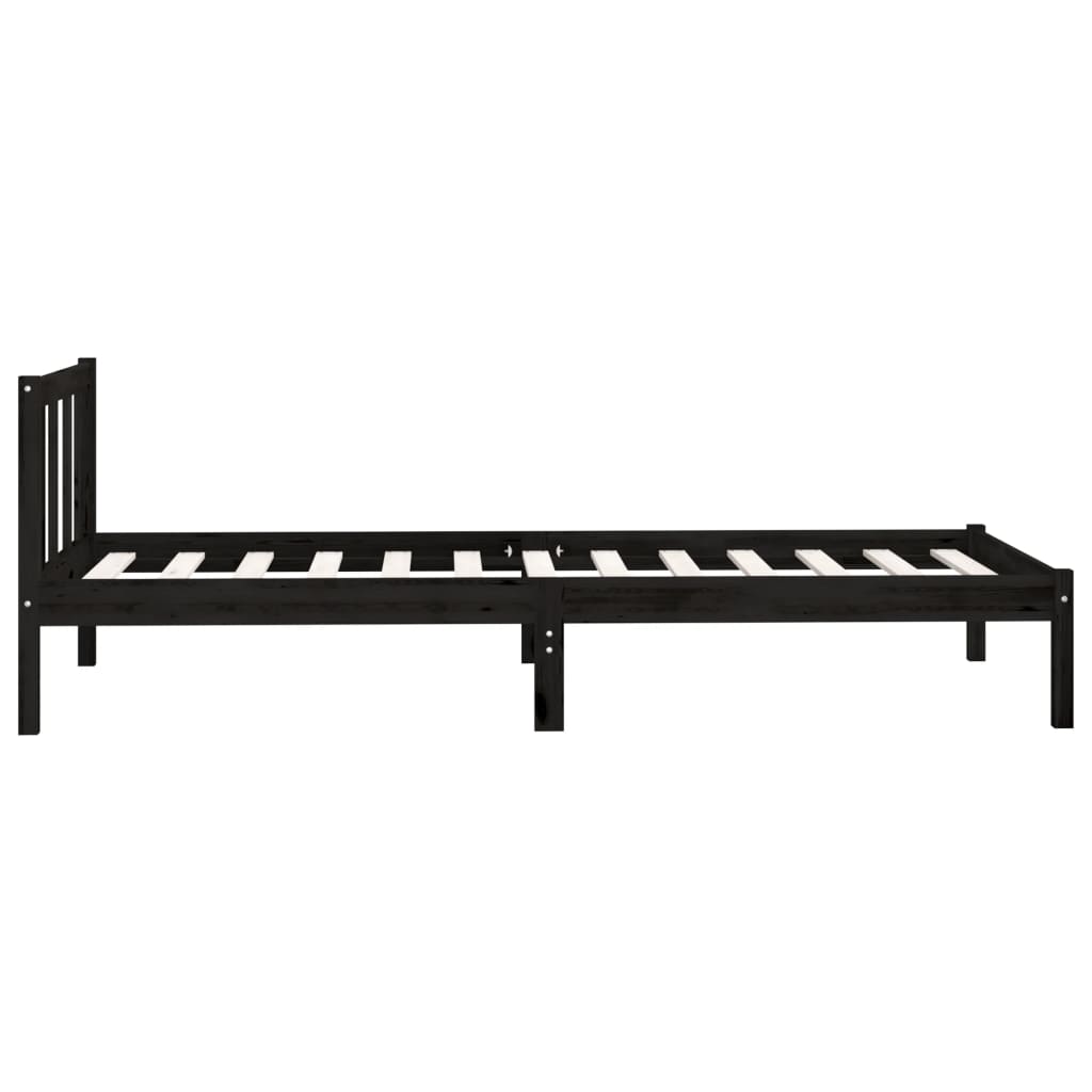 Rám Postele Černý Masivní Borovice 75 X 190 Cm Malé Jednolůžko