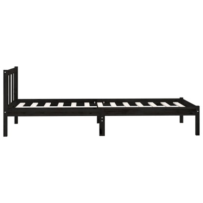 Rám Postele Černý Masivní Borovice 75 X 190 Cm Malé Jednolůžko