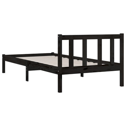 Rám Postele Černý Masivní Borovice 75 X 190 Cm Malé Jednolůžko