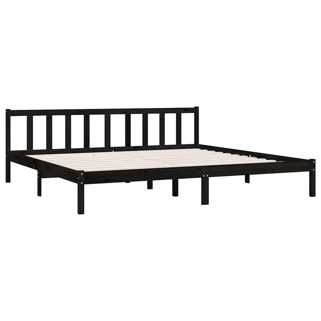 Rám Postele Černý Masivní Borové Dřevo 200 X 200 Cm