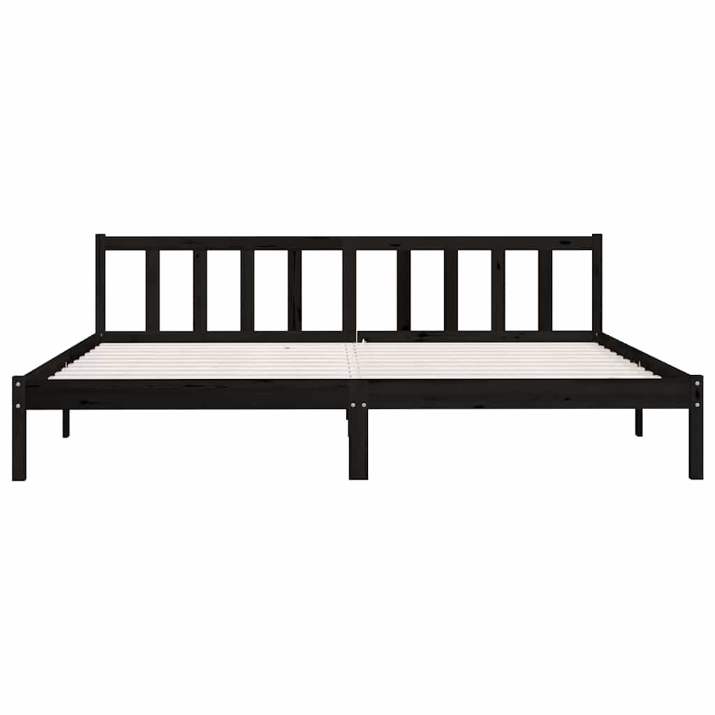 Rám Postele Černý Masivní Borové Dřevo 200 X 200 Cm