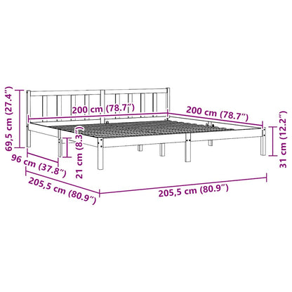 Rám Postele Černý Masivní Borové Dřevo 200 X 200 Cm