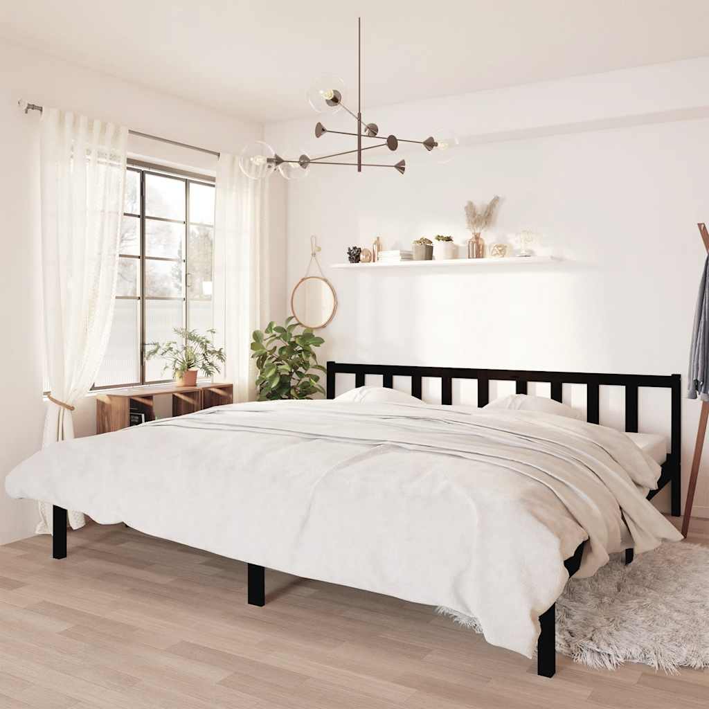 Rám Postele Černý Masivní Borové Dřevo 200 X 200 Cm