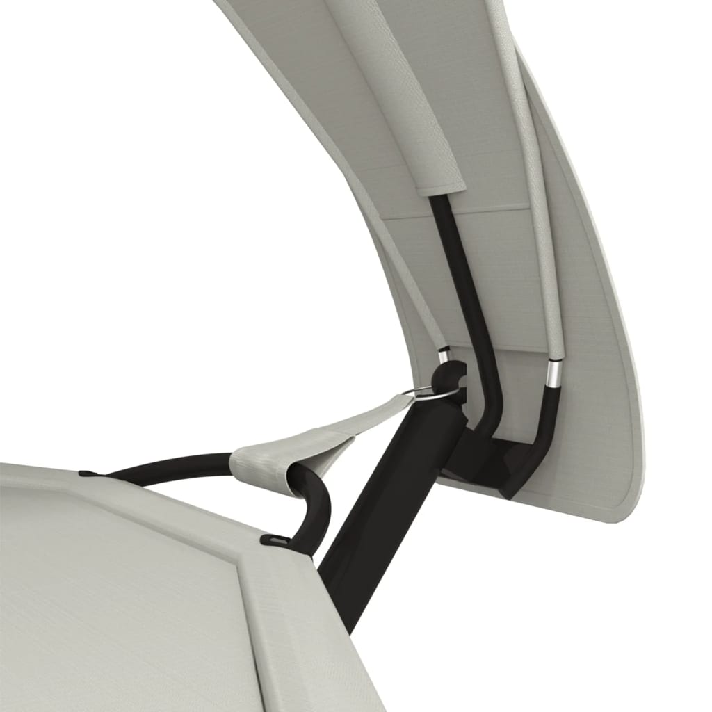 Zahradní Lehátko Se Stříškou Krémové Ocel A Oxfordská Látka