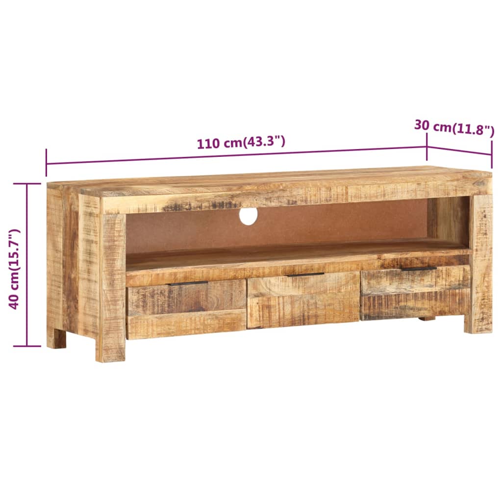 Tv Stolek 110 X 30 X 40 Cm Hrubé Mangovníkové Dřevo