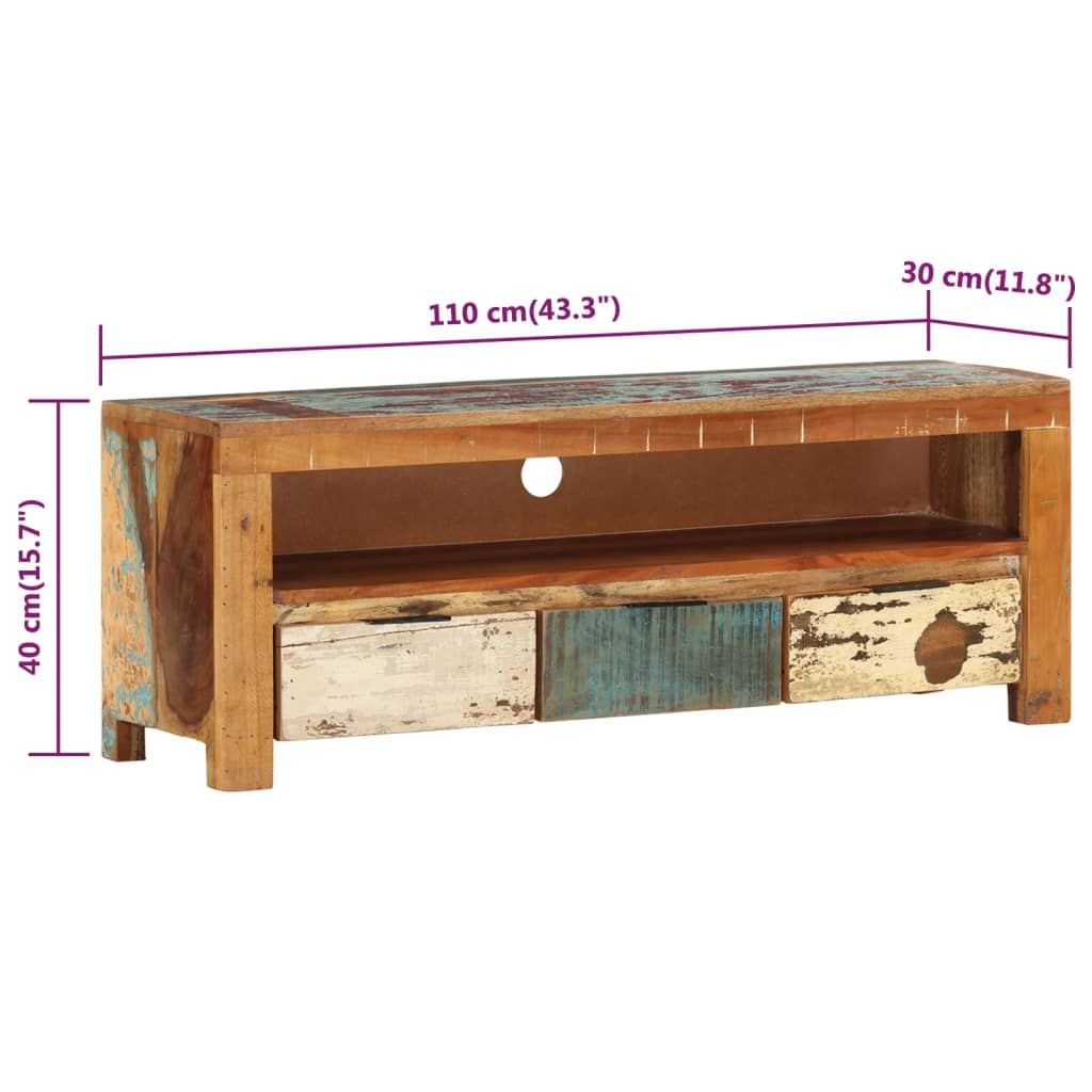 Tv Stolek 110 X 30 X 40 Cm Masivní Recyklované Dřevo