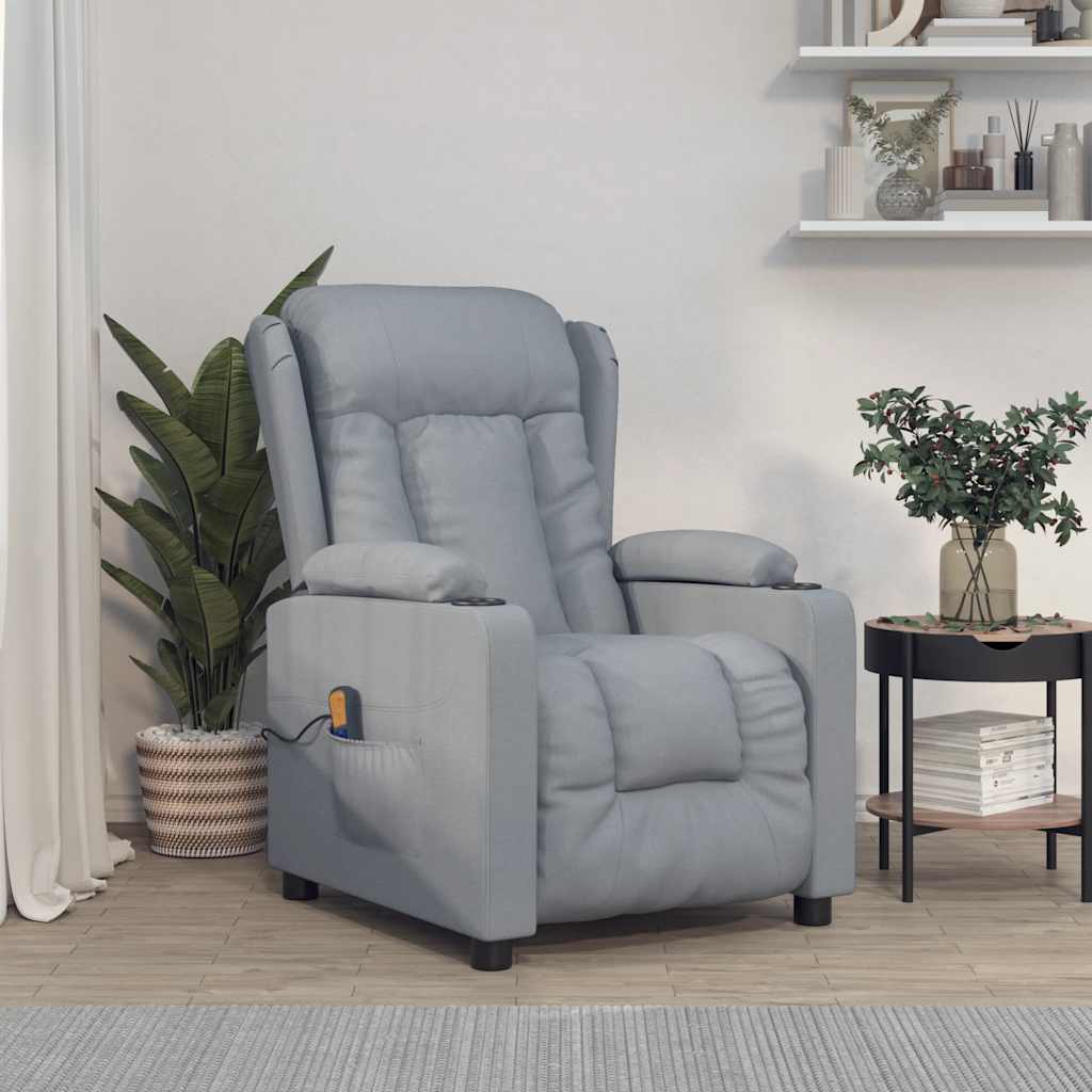 Masážní Křeslo Světle Šedé Textil