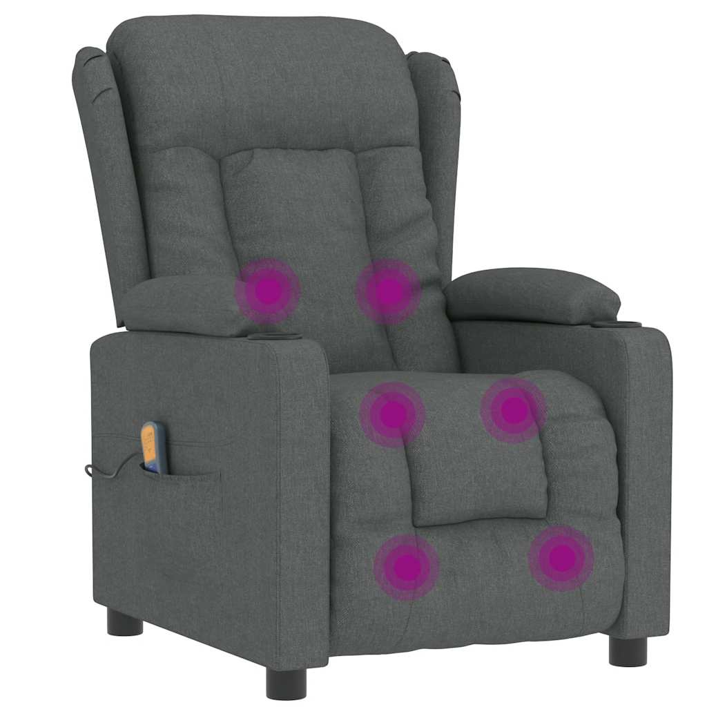 Masážní Křeslo Tmavě Šedé Textil