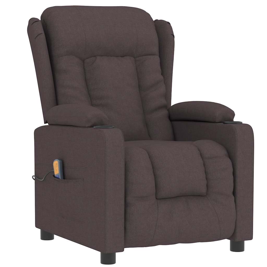 Masážní Křeslo Tmavě Hnědé Textil