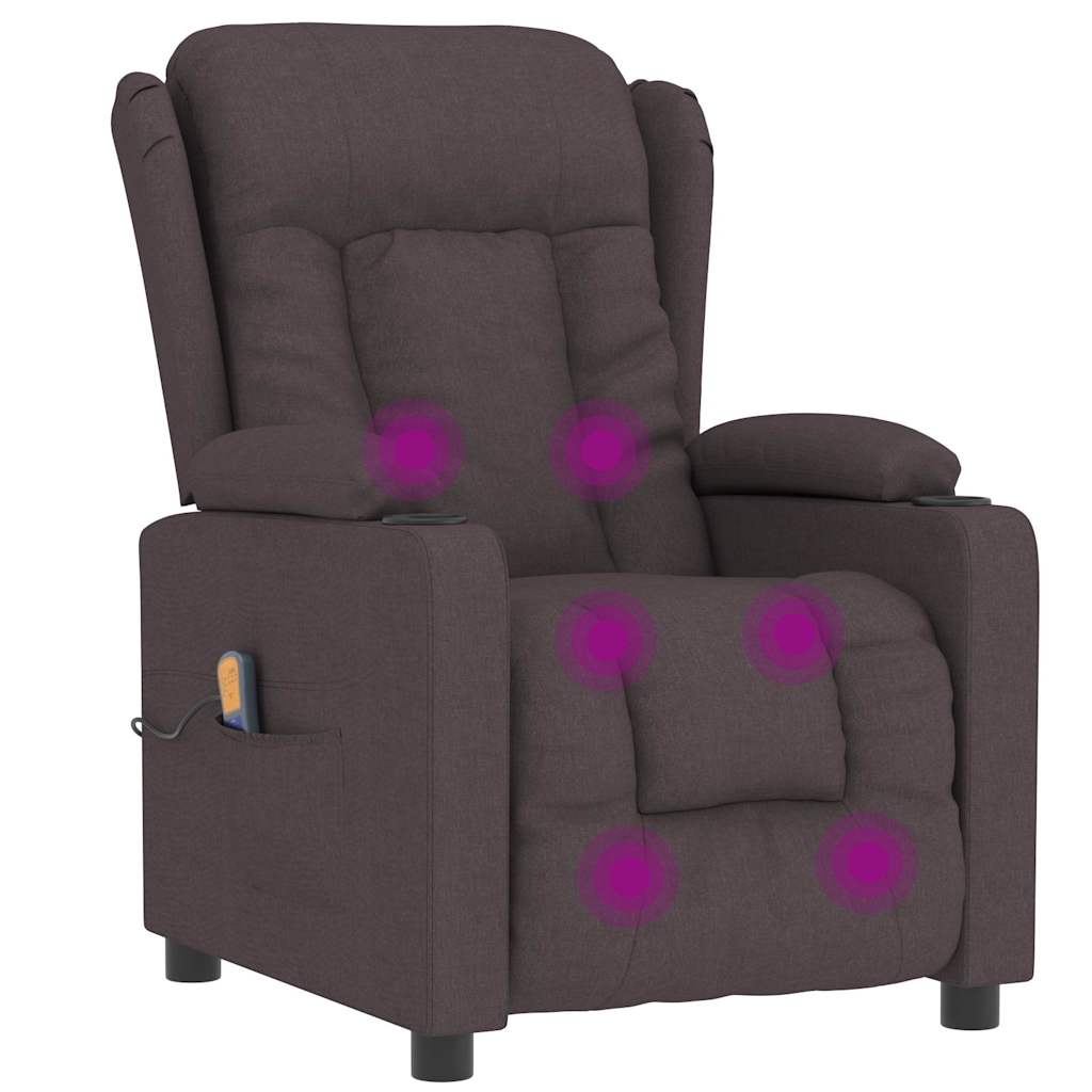 Masážní Křeslo Tmavě Hnědé Textil