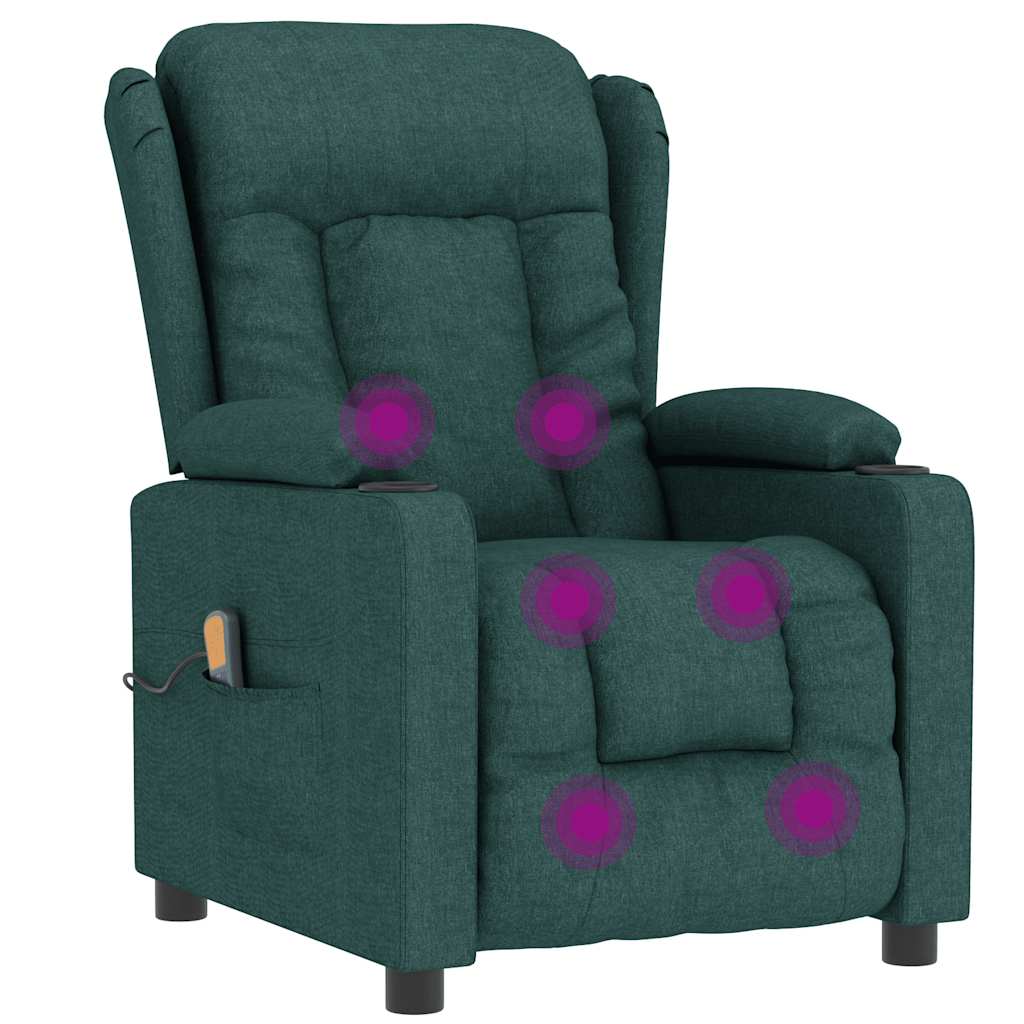 Masážní Křeslo Tmavě Zelené Textil