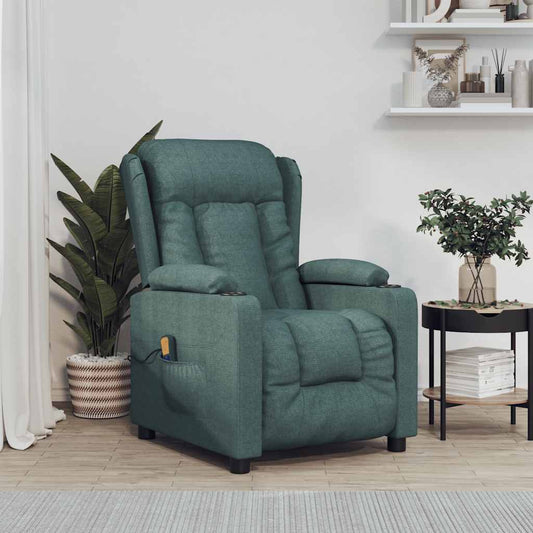 Masážní Křeslo Tmavě Zelené Textil