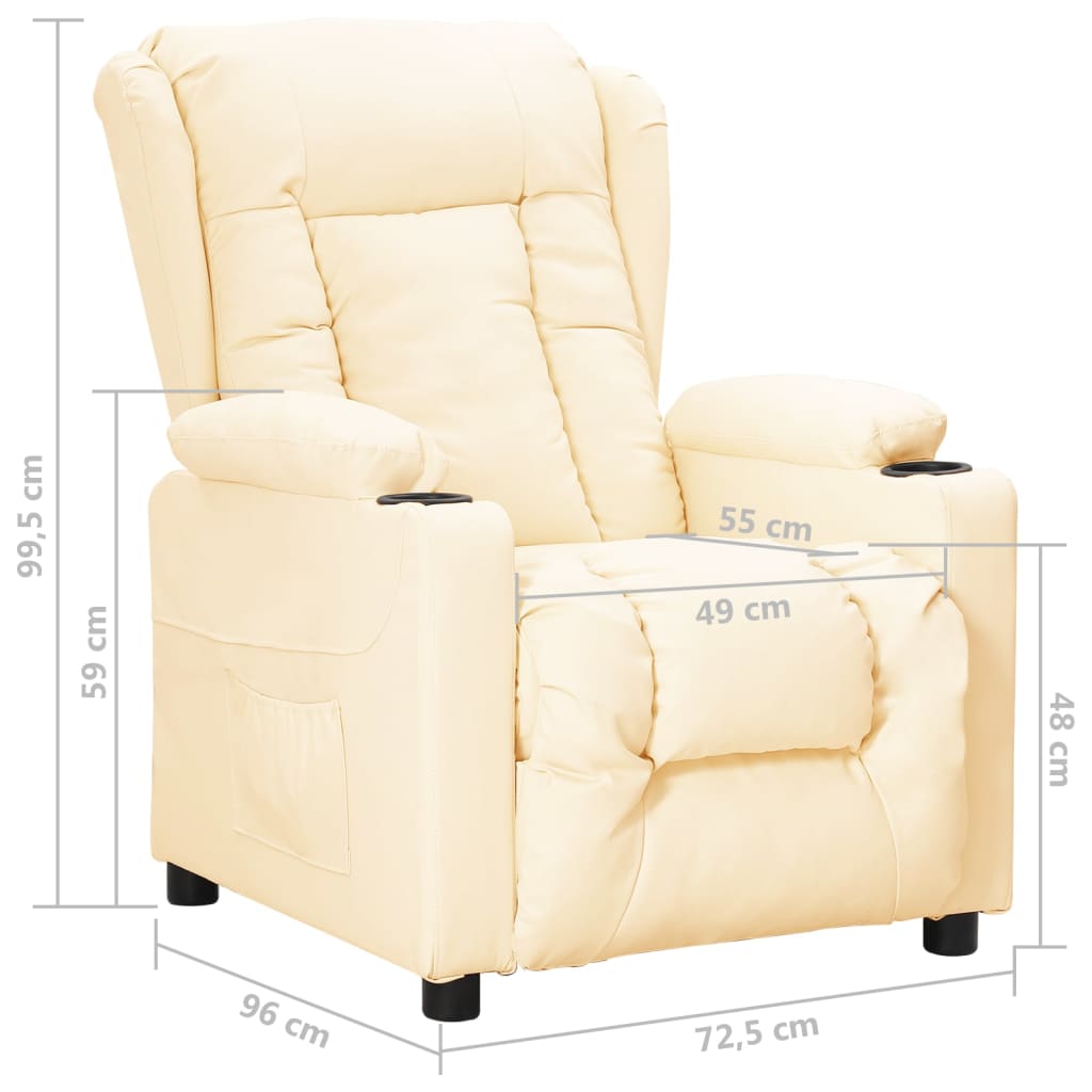 Polohovací Křeslo Krémové Umělá Kůže