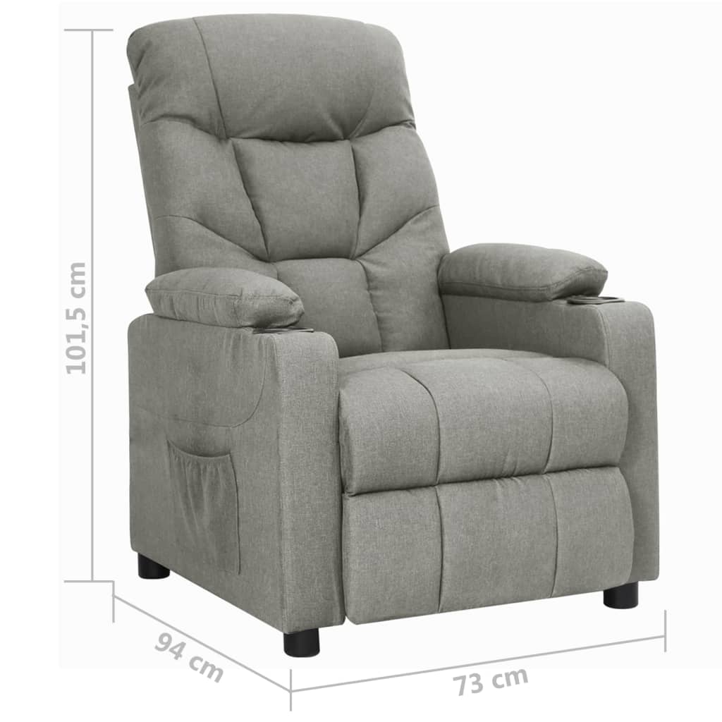Polohovací Křeslo Světle Šedé Textil