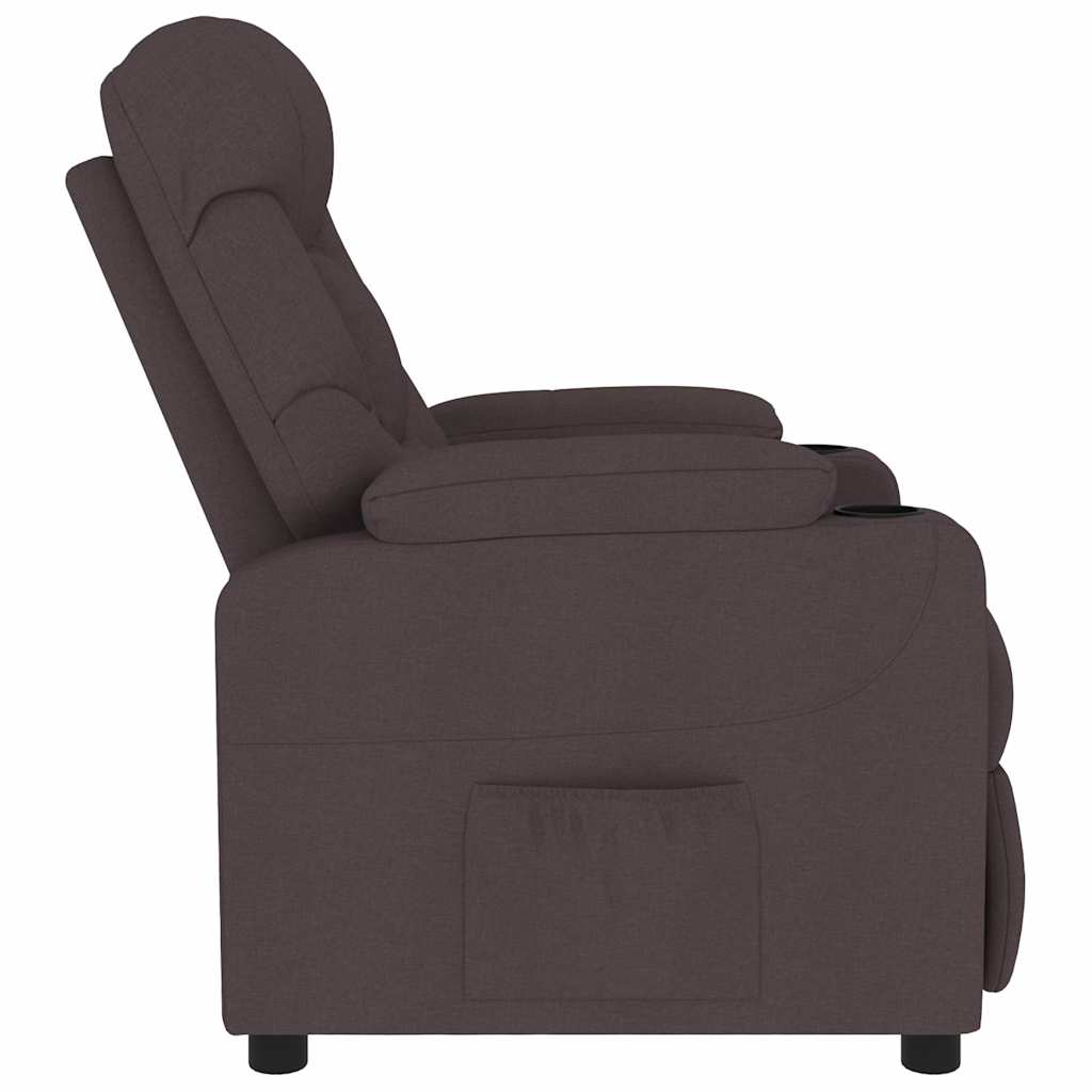 Masážní Křeslo Tmavě Hnědé Textil