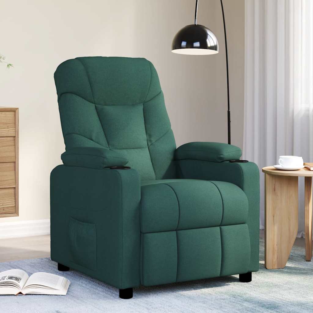 Masážní Křeslo Tmavě Zelené Textil