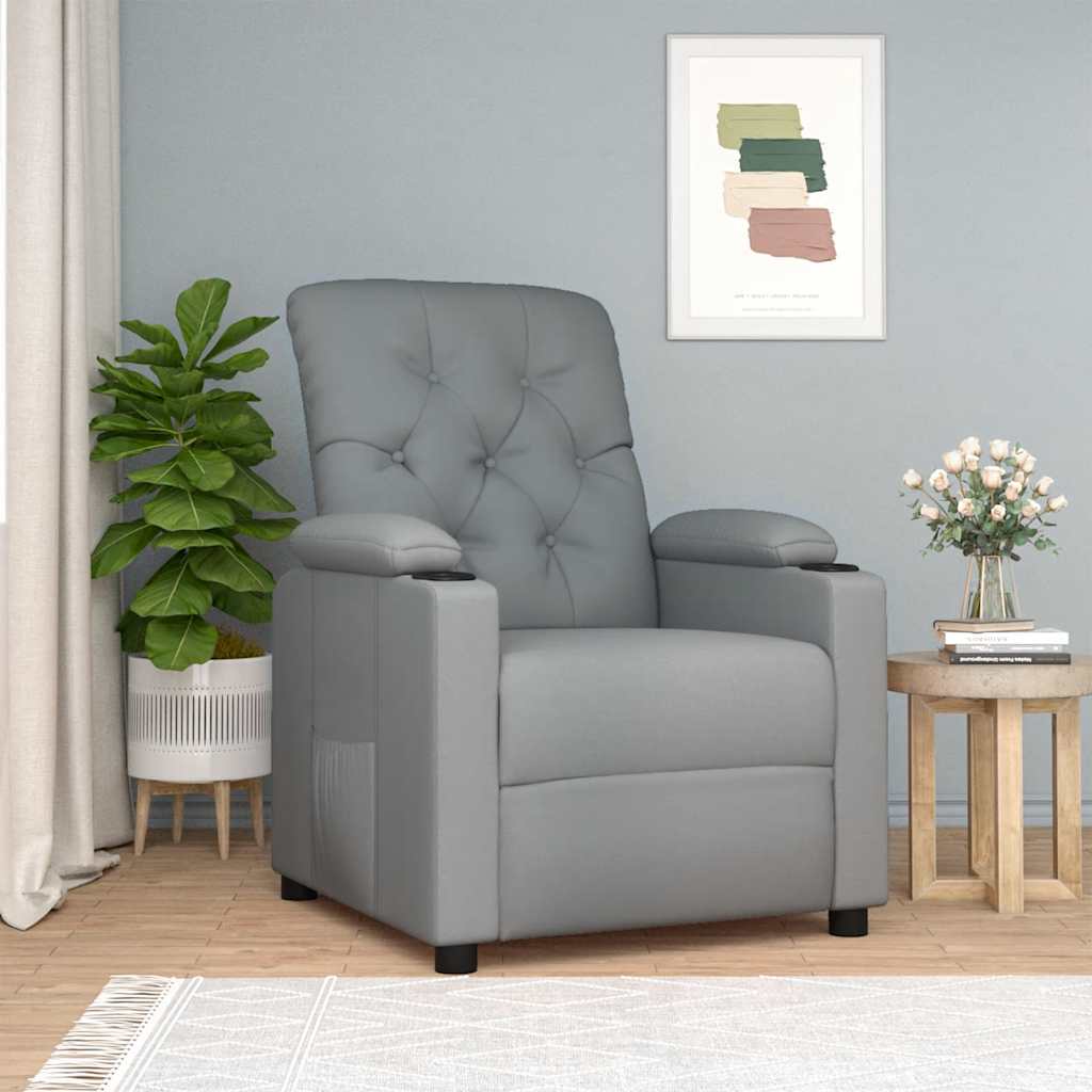 Polohovací Křeslo Světle Šedé Textil
