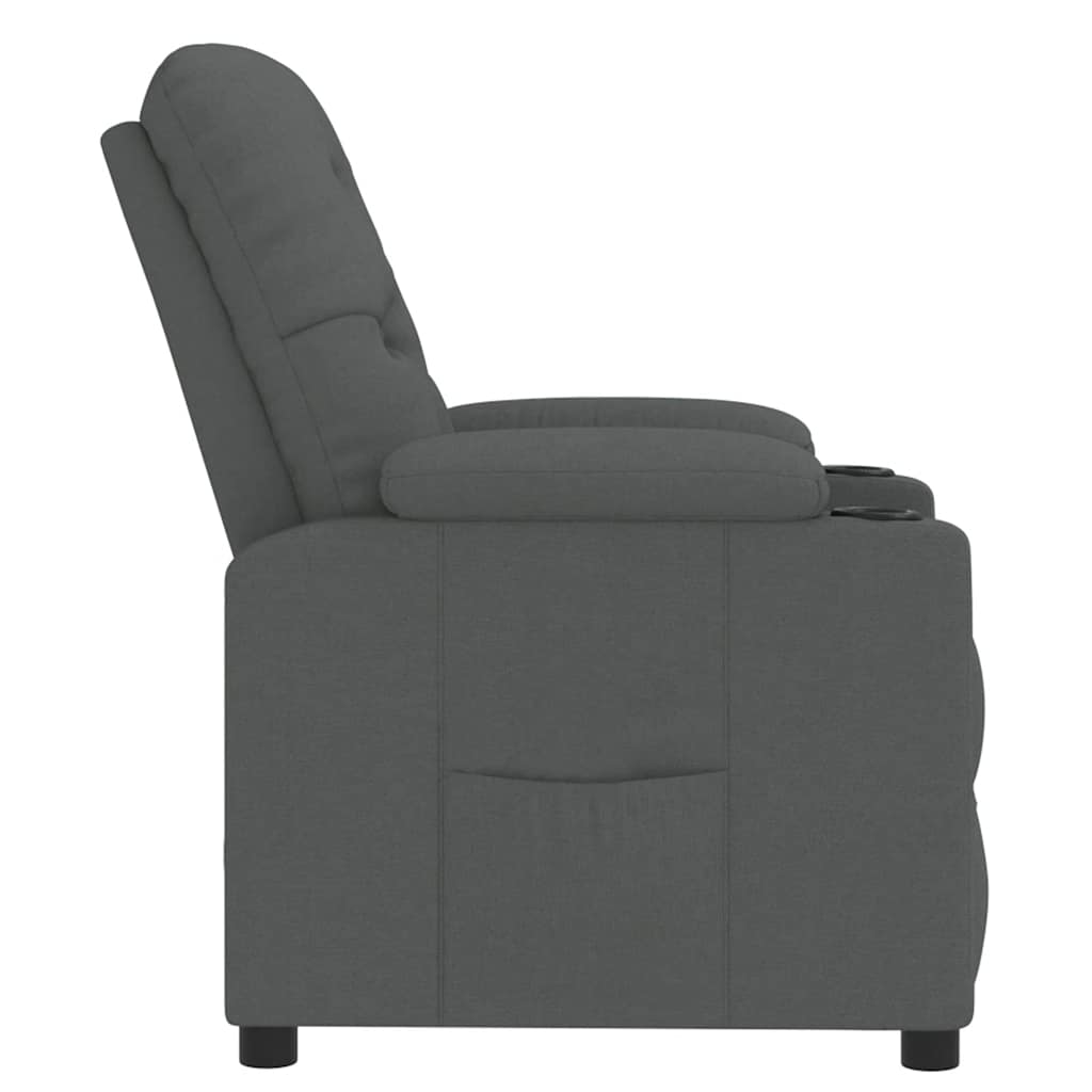 Polohovací Křeslo Tmavě Šedé Textil