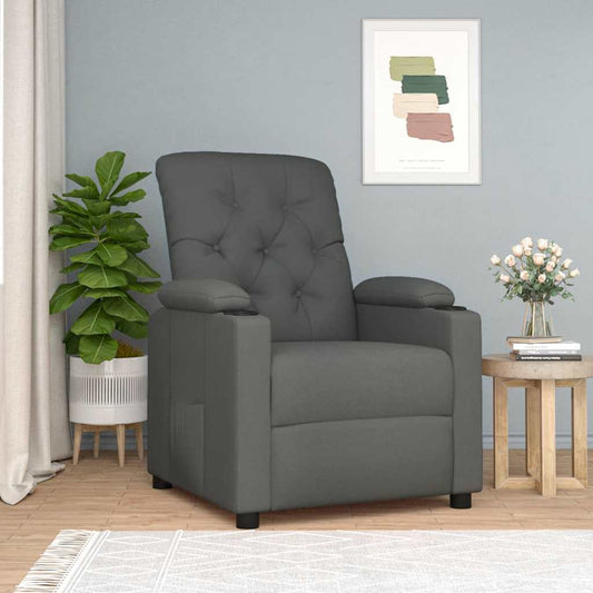 Polohovací Křeslo Tmavě Šedé Textil