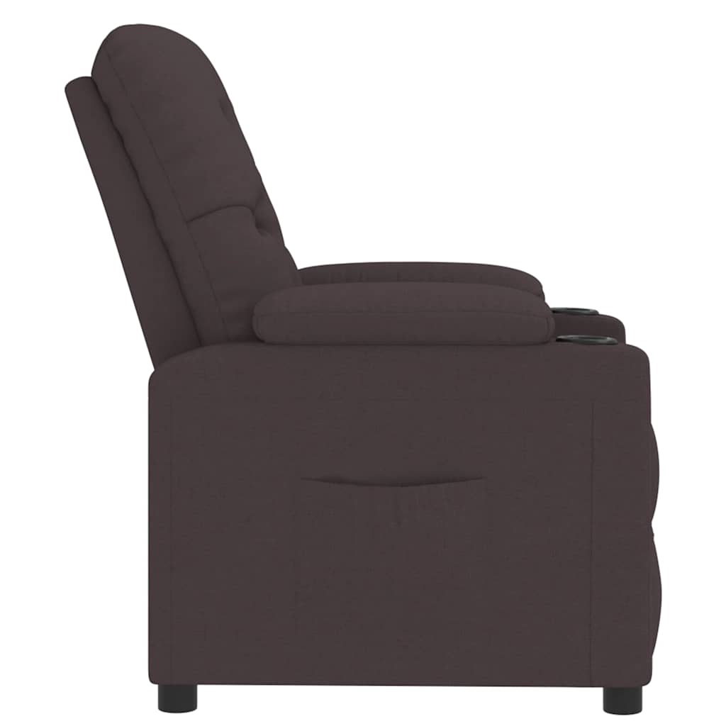 Polohovací Křeslo Tmavě Hnědé Textil