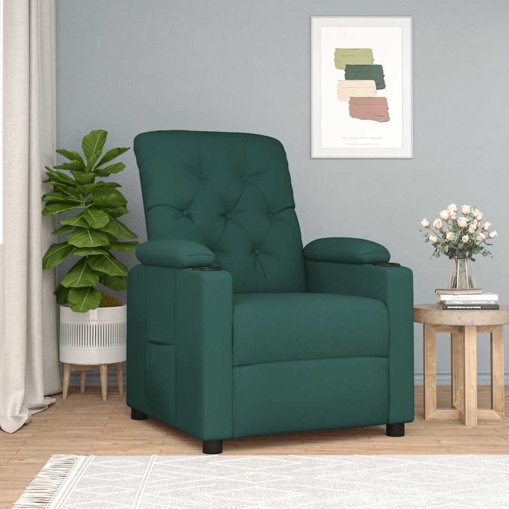 Polohovací Křeslo Tmavě Zelené Textil