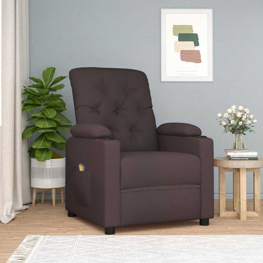 Masážní Křeslo Tmavě Hnědé Textil
