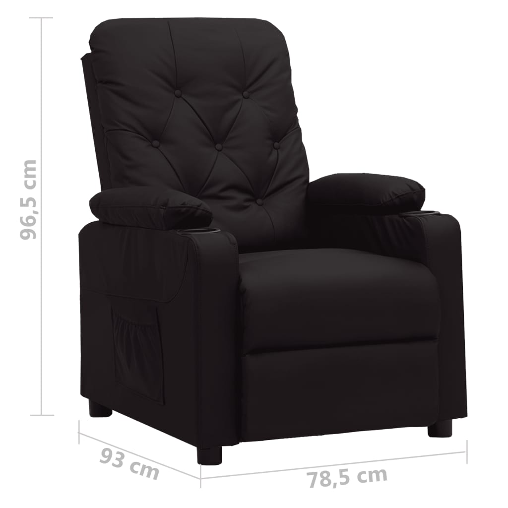 Polohovací Křeslo Černé Umělá Kůže