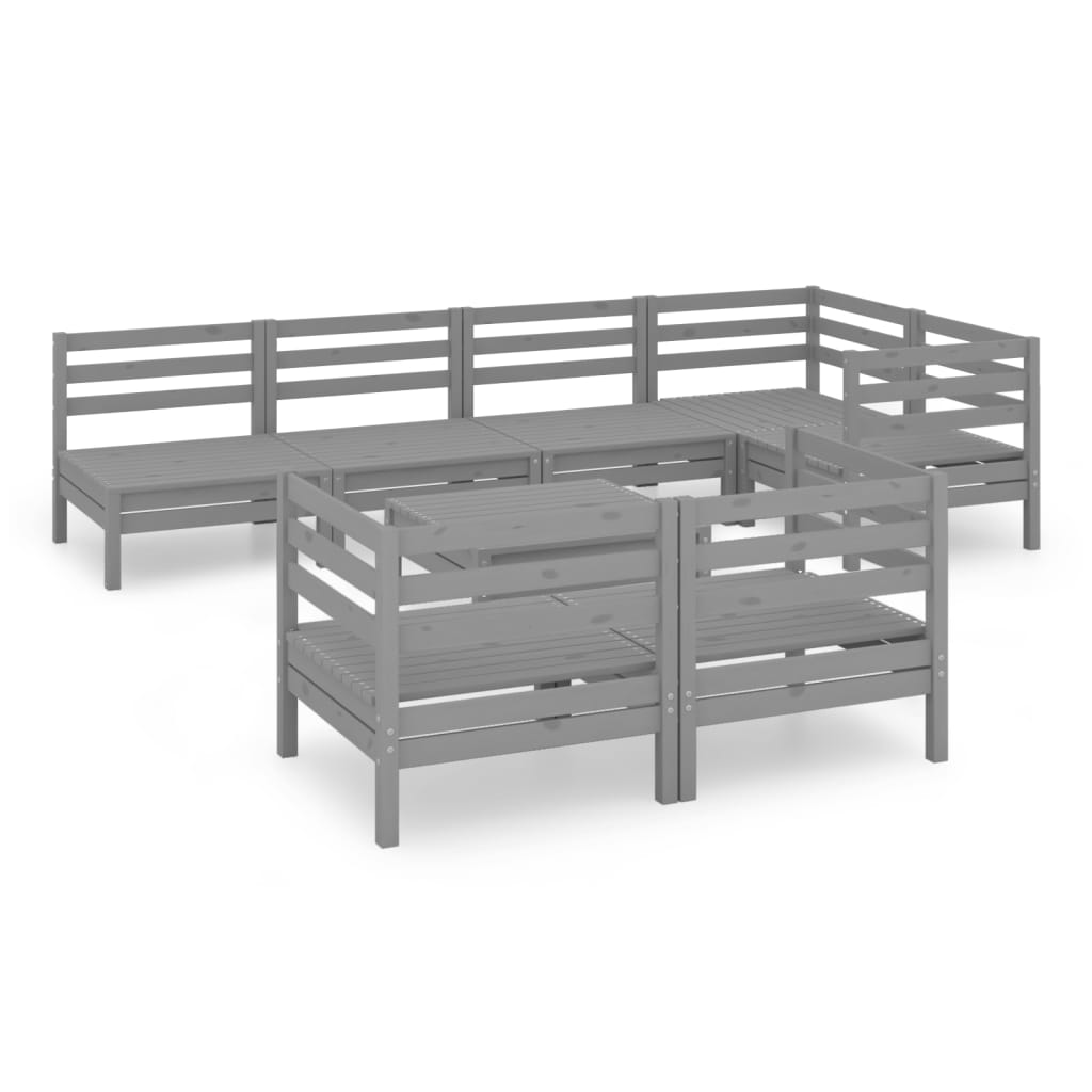 8Dílná Zahradní Sedací Souprava Masivní Borovice Šedá