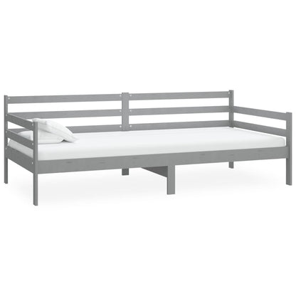 Denní Postel S Matrací 90 X 200 Cm Šedá Masivní Borové Dřevo