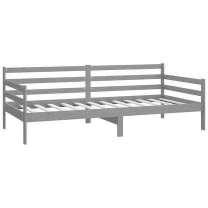 Denní Postel S Matrací 90 X 200 Cm Šedá Masivní Borové Dřevo