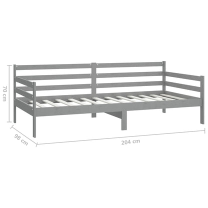 Denní Postel S Matrací 90 X 200 Cm Šedá Masivní Borové Dřevo